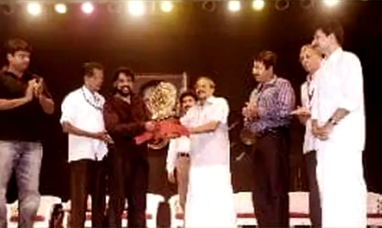 Receiving an award on stage